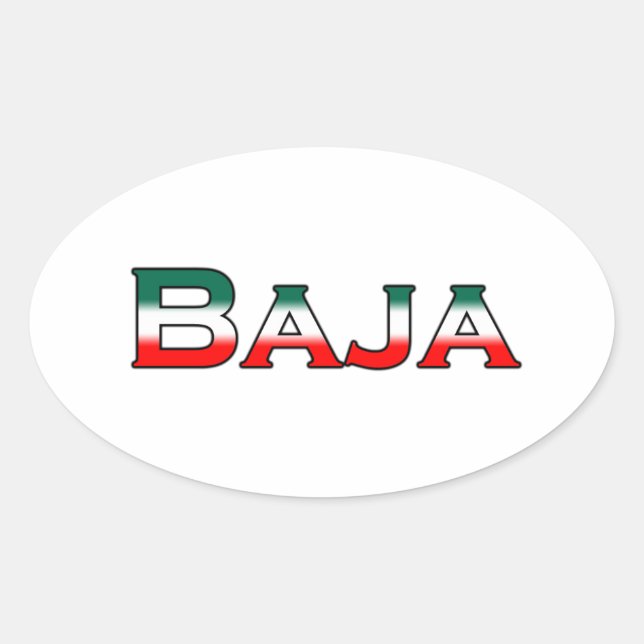Pegatina Ovalada Baja México (logotipo de texto) (Anverso)