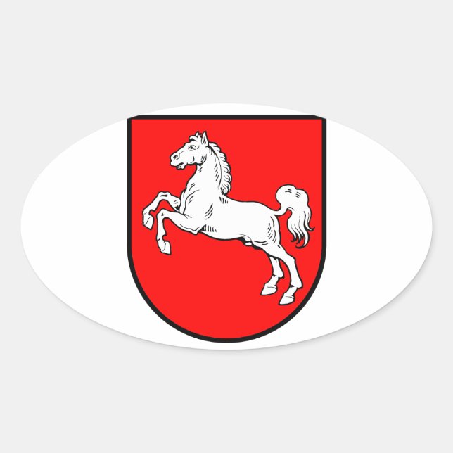 Pegatina Ovalada Baja Sajonia escudo de armas (Anverso)
