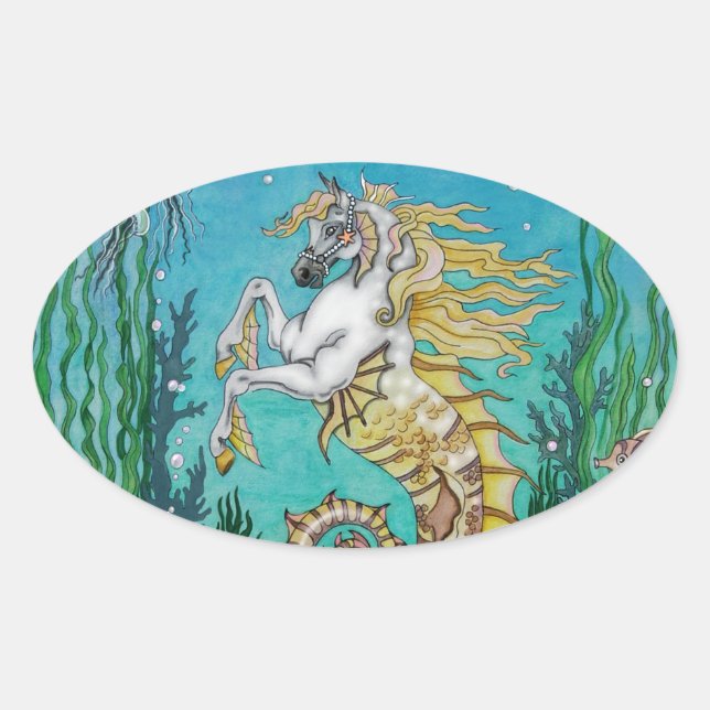 Pegatina Ovalada Bajo WaterHorse (Anverso)