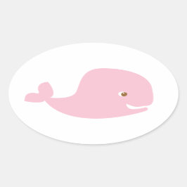 Pegatina Ovalada Ballena bebé rosa - es un Chica
