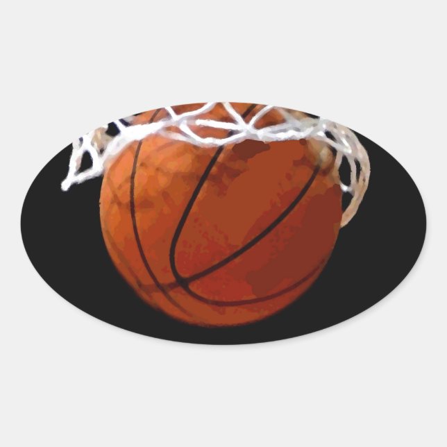 Pegatina Ovalada Baloncesto (Anverso)