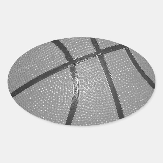 Pegatina Ovalada Baloncesto blanco y negro (Anverso)