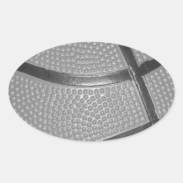 Pegatina Ovalada Baloncesto blanco y negro (Anverso)