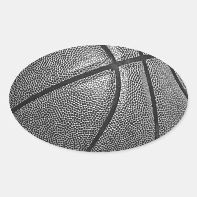Pegatina Ovalada Baloncesto de escala de grises (Anverso)