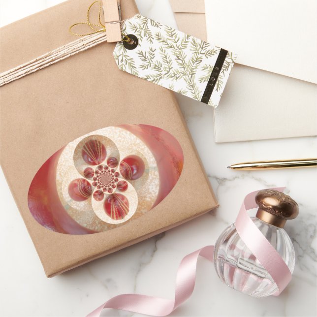 Pegatina Ovalada Bandejas de cricket rojas resumen diseño de impres (Regalar)