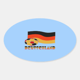 Pegatina Ovalada Bandera alemana y frontera gris de bola de fútbol