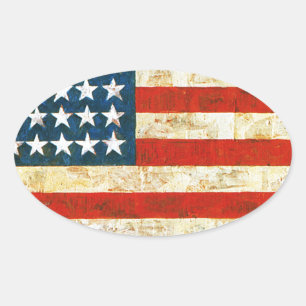 Pegatina Ovalada Bandera Americana