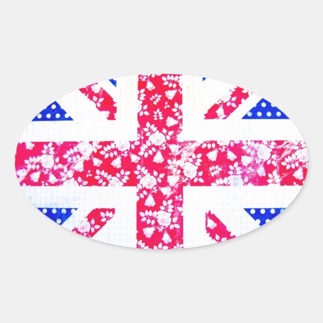 Pegatina Ovalada Bandera británica corta (Anverso)