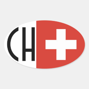 Pegatina Ovalada Bandera "CH " de CUATRO Suiza