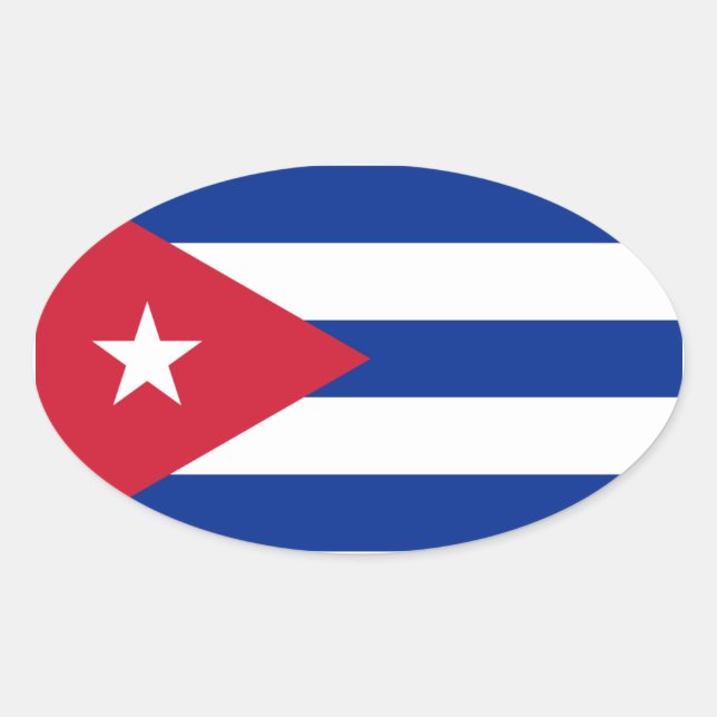 Pegatina Ovalada Bandera cubana (Anverso)