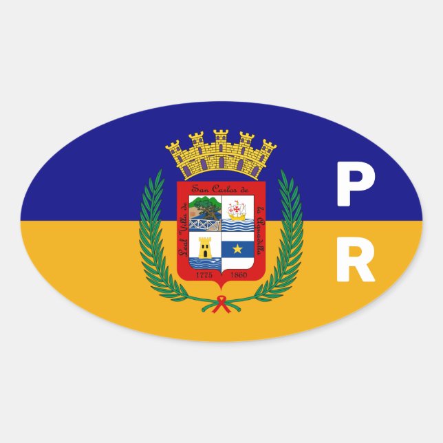 Pegatina Ovalada Bandera de Aguadilla, Puerto Rico (Anverso)