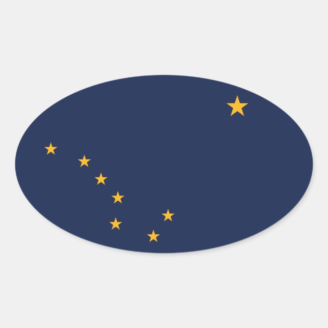 Pegatina Ovalada Bandera de Alaska (Anverso)