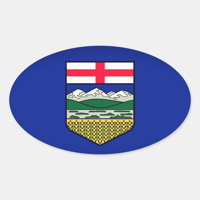 Pegatina Ovalada Bandera de Alberta - CANADÁ (Anverso)