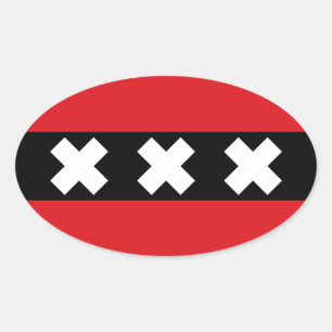 Pegatina Ovalada Bandera de Ámsterdam