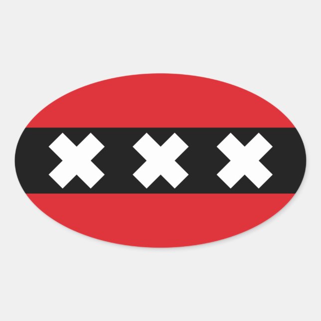 Pegatina Ovalada Bandera de Ámsterdam (Anverso)