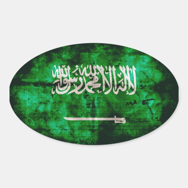 Pegatina Ovalada Bandera de Arabia Saudita (Anverso)