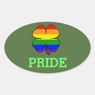 Pegatina Ovalada Bandera de arcoíris de la orgullo gay Trébol
