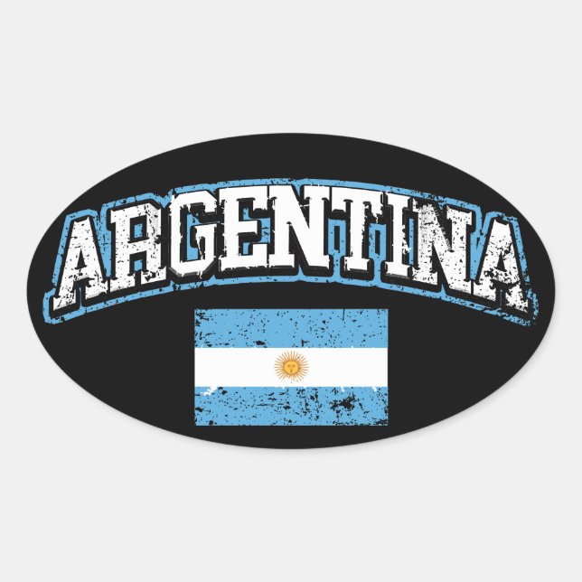 Pegatina Ovalada Bandera de Argentina (Anverso)
