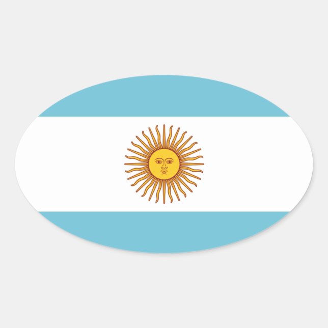 Pegatina Ovalada Bandera de Argentina (Anverso)