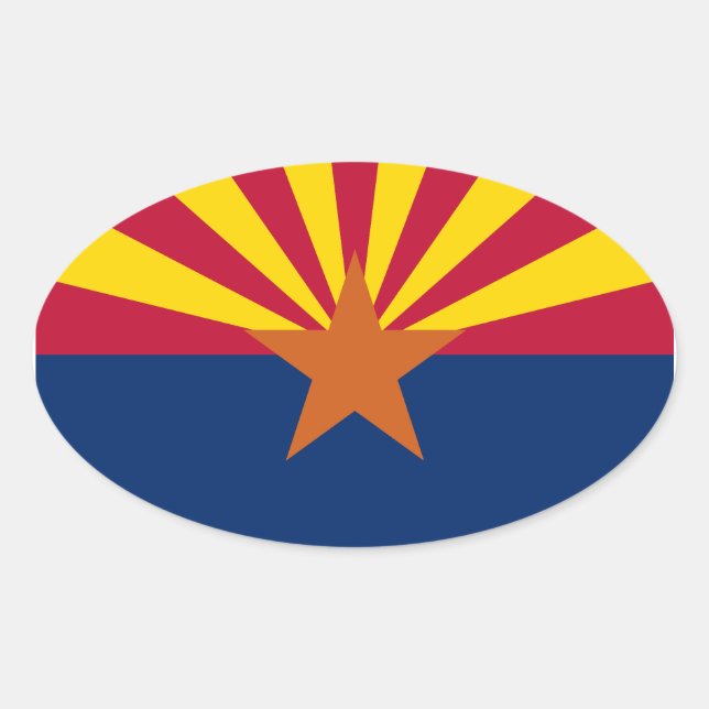 Pegatina Ovalada Bandera de Arizona (Anverso)