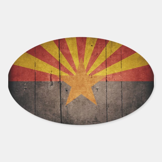 Pegatina Ovalada Bandera de Arizona resistente (Anverso)