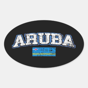 Pegatina Ovalada Bandera de Aruba