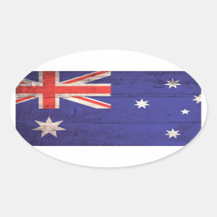 Pegatina Ovalada Bandera de Australia de madera