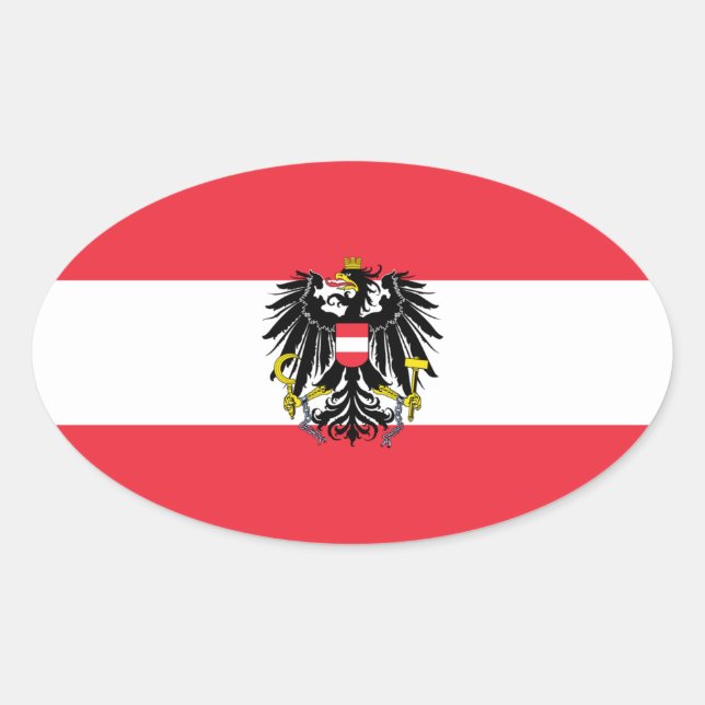 Pegatina Ovalada Bandera de Austria (Anverso)