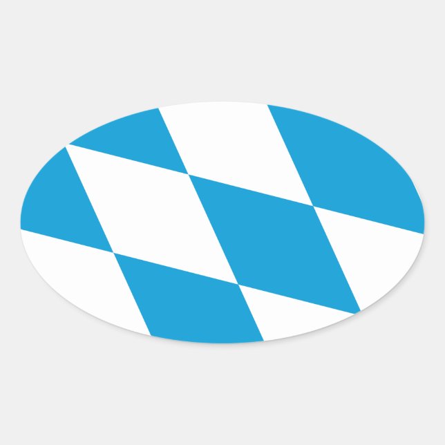 Pegatina Ovalada Bandera de Baviera, ALEMANIA (Anverso)