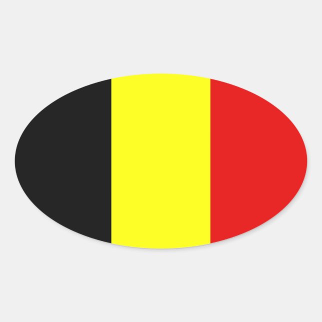 Pegatina Ovalada Bandera de Bélgica (Anverso)
