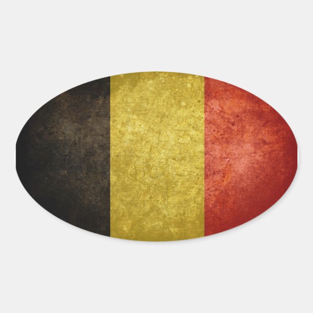 Pegatina Ovalada Bandera de Bélgica (Anverso)