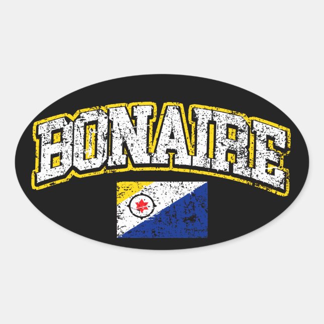 Pegatina Ovalada Bandera de Bonaire (Anverso)