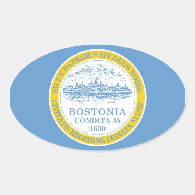 Pegatina Ovalada Bandera de Boston (Anverso)