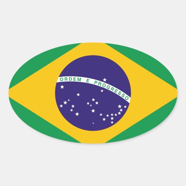 Pegatina Ovalada Bandera de Brasil (Anverso)
