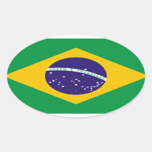 Pegatina Ovalada Bandera de Brasil