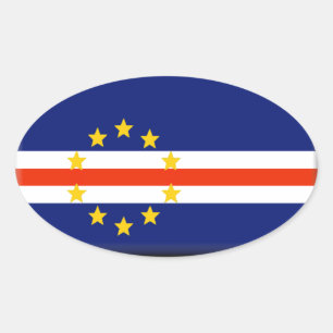 Pegatina Ovalada Bandera de Cabo Verde
