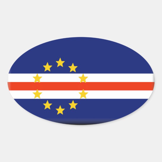Pegatina Ovalada Bandera de Cabo Verde (Anverso)