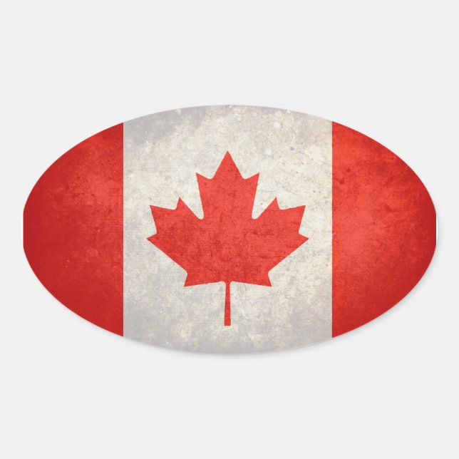 Pegatina Ovalada Bandera de Canadá (Anverso)