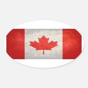 Pegatina Ovalada Bandera de Canadá
