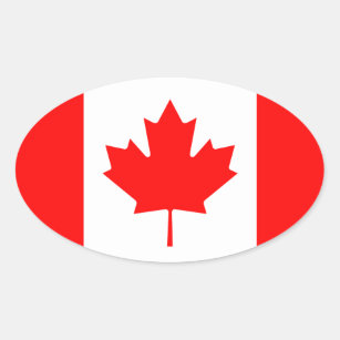 Pegatina Ovalada Bandera de Canadá