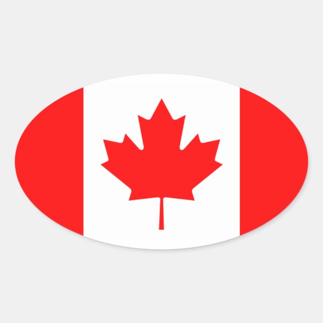 Pegatina Ovalada Bandera de Canadá (Anverso)