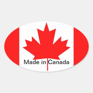 Pegatina Ovalada Bandera de Canadá, hecha en Canadá