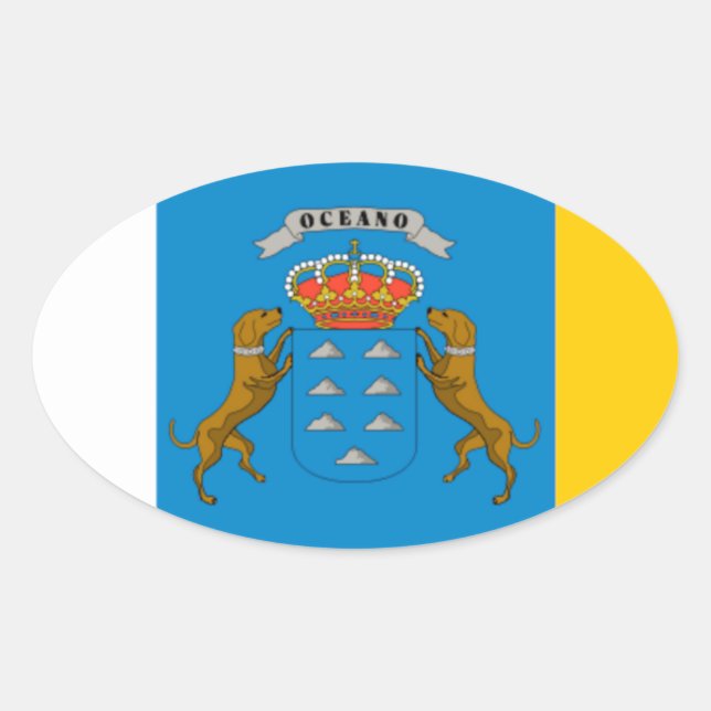 Pegatina Ovalada Bandera de Canarias (España) (Anverso)