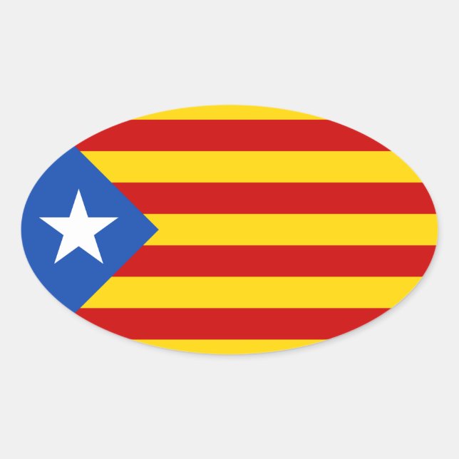 Pegatina Ovalada Bandera de Cataluña Estelada (Anverso)