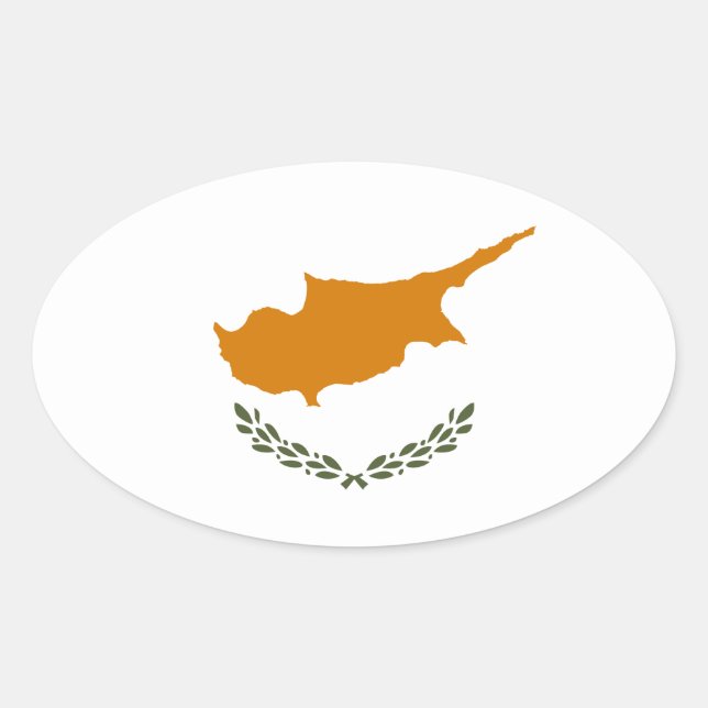 Pegatina Ovalada Bandera de Chipre (Anverso)