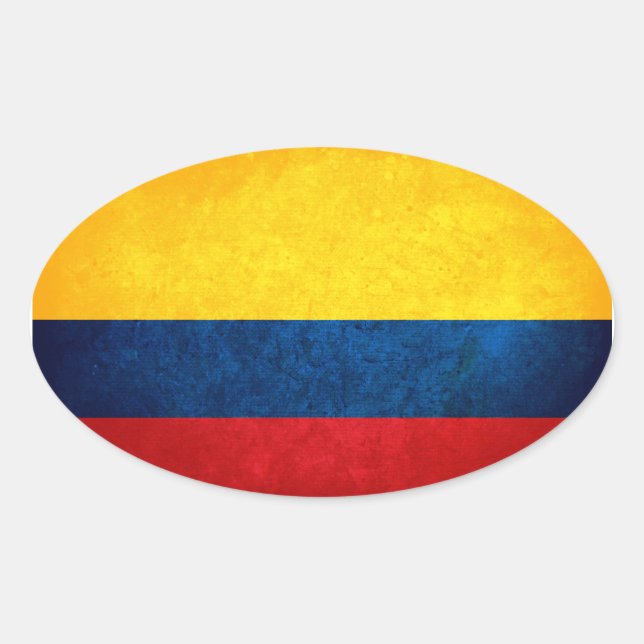 Pegatina Ovalada Bandera de Colombia (Anverso)