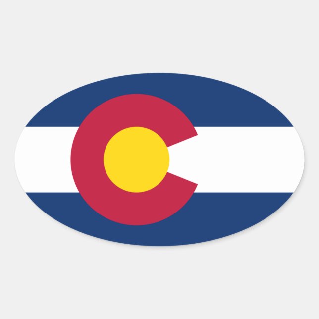 Pegatina Ovalada Bandera de Colorado (Anverso)