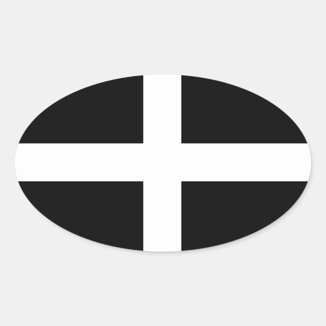 Pegatina Ovalada Bandera de Cornwall (Anverso)