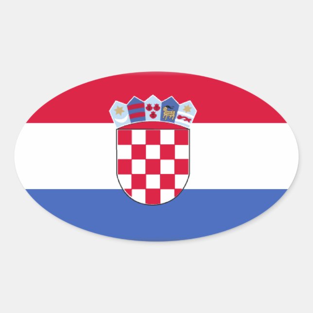 Pegatina Ovalada Bandera de Croacia (Anverso)