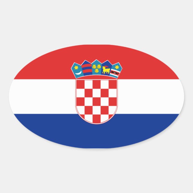 Pegatina Ovalada Bandera de Croacia (Anverso)